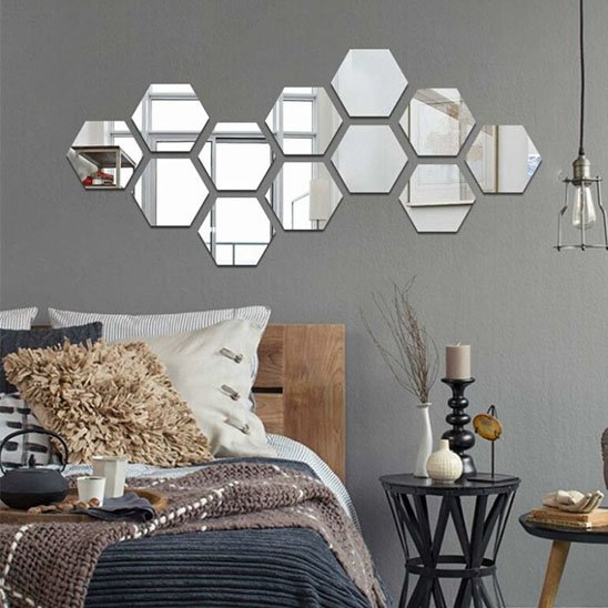 Miroir autocollant argenté lit bois