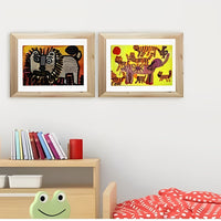 Cadre photo bois dessin enfant lion chambre chaise grenouille