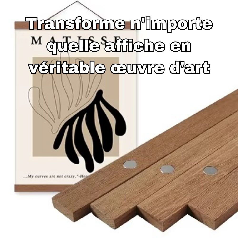 Cadre photo bois magnétique transforme affiche en chef-œuvre