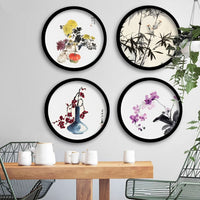 Cadre photo bois rond décoration japonaise plante verte
