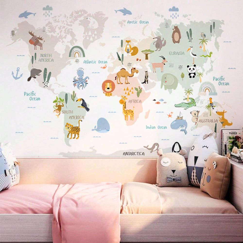 Décoration Murale Chambre stickers mural carte du monde enfant