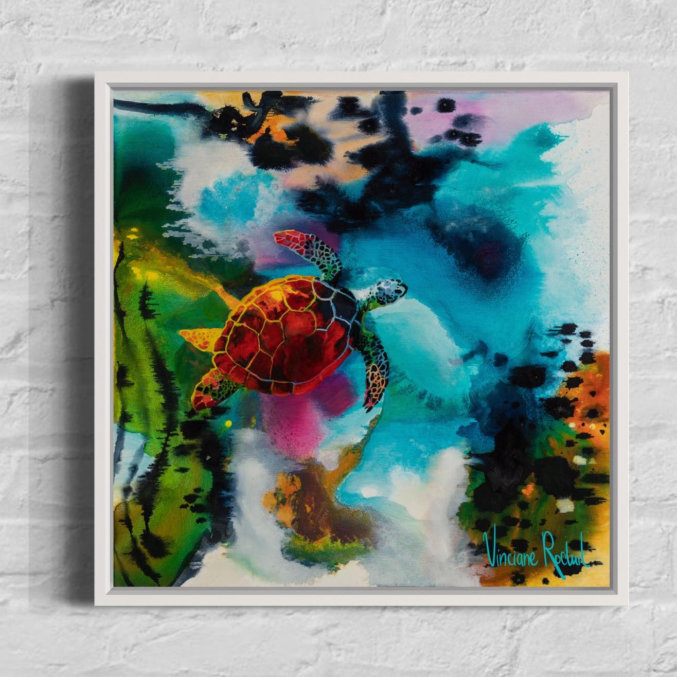 Décoration murale bois Impressions sur toile Douce persévérance cadre blanc