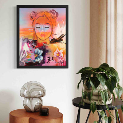 Décoration murale bois Impressions sur toile espoir en fleurs plante lampe rideau salon