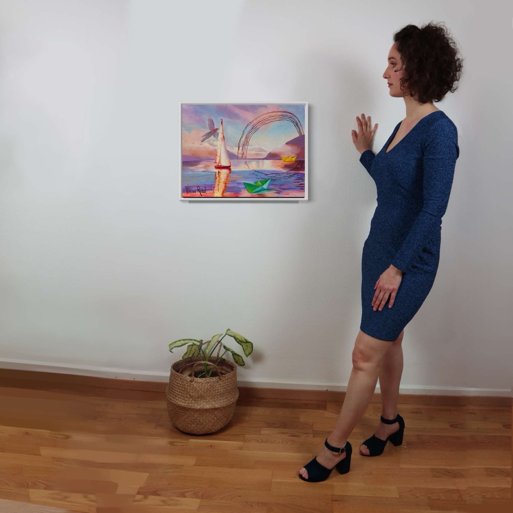 Décoration murale bois Impressions sur toile Golden hour blanc mur