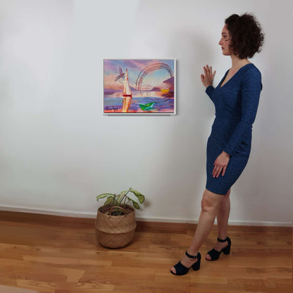 Décoration murale bois Impressions sur toile Golden hour blanc mur