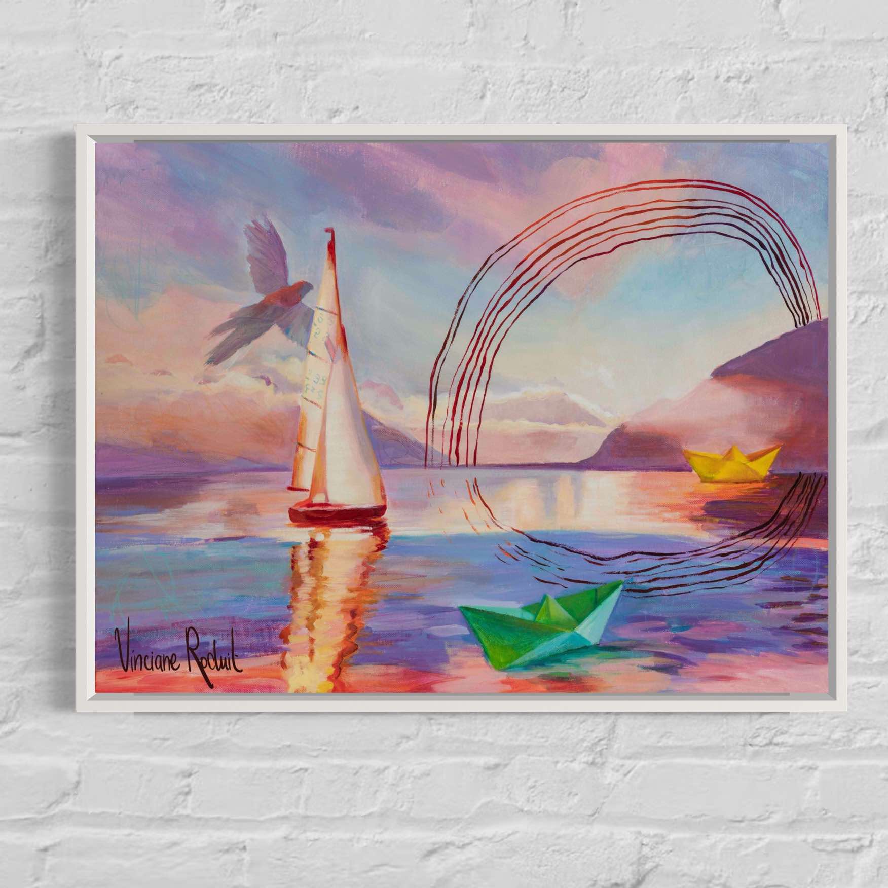 Décoration murale bois Impressions sur toile Golden hour cadre blanc
