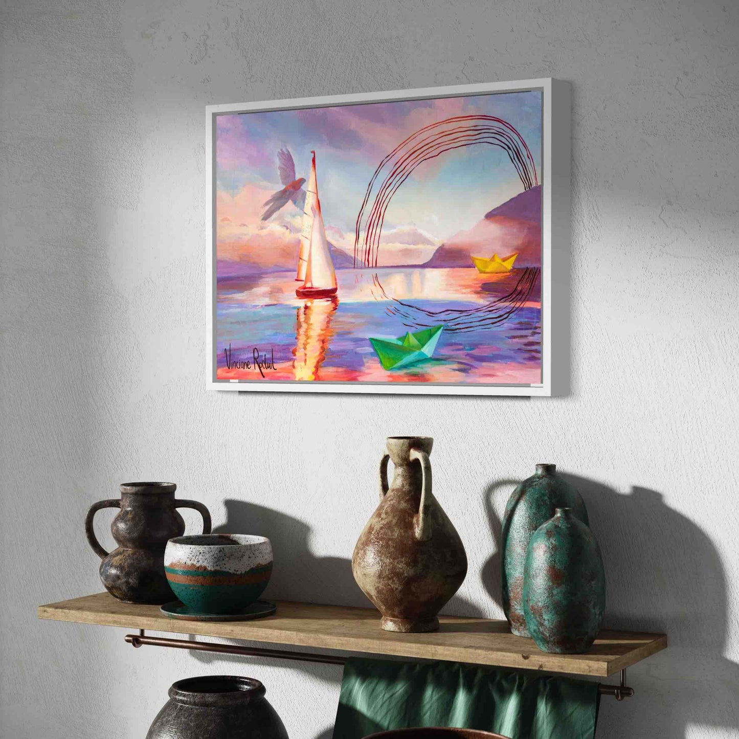 Décoration murale bois Impressions sur toile Golden hour salon