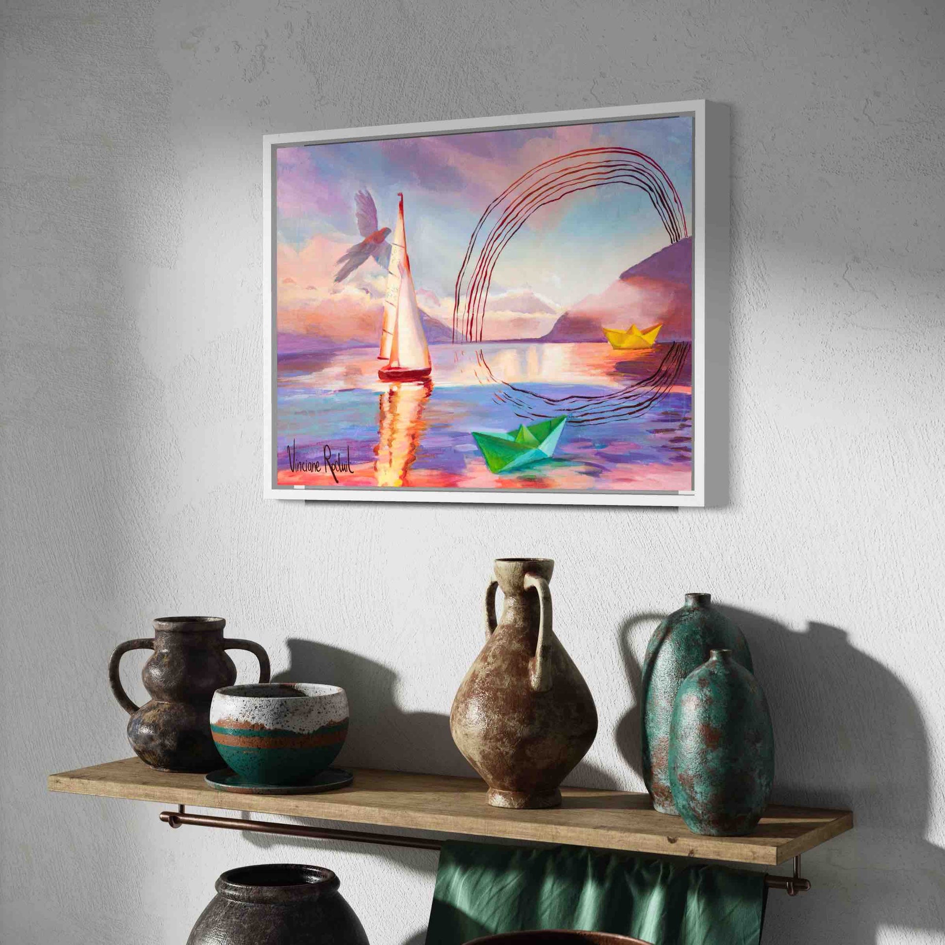 Décoration murale bois Impressions sur toile Golden hour salon