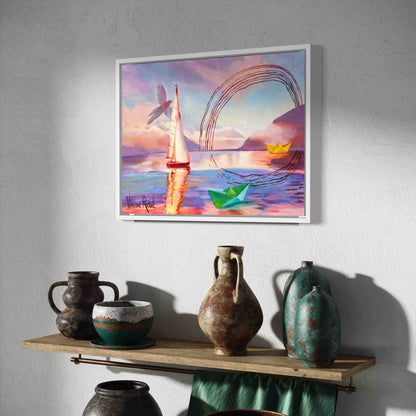 Décoration murale bois Impressions sur toile Golden hour salon