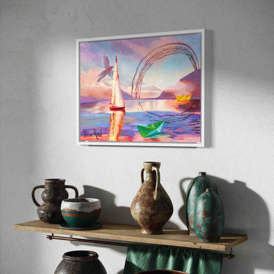 Décoration murale bois Impressions sur toile Golden hour salon