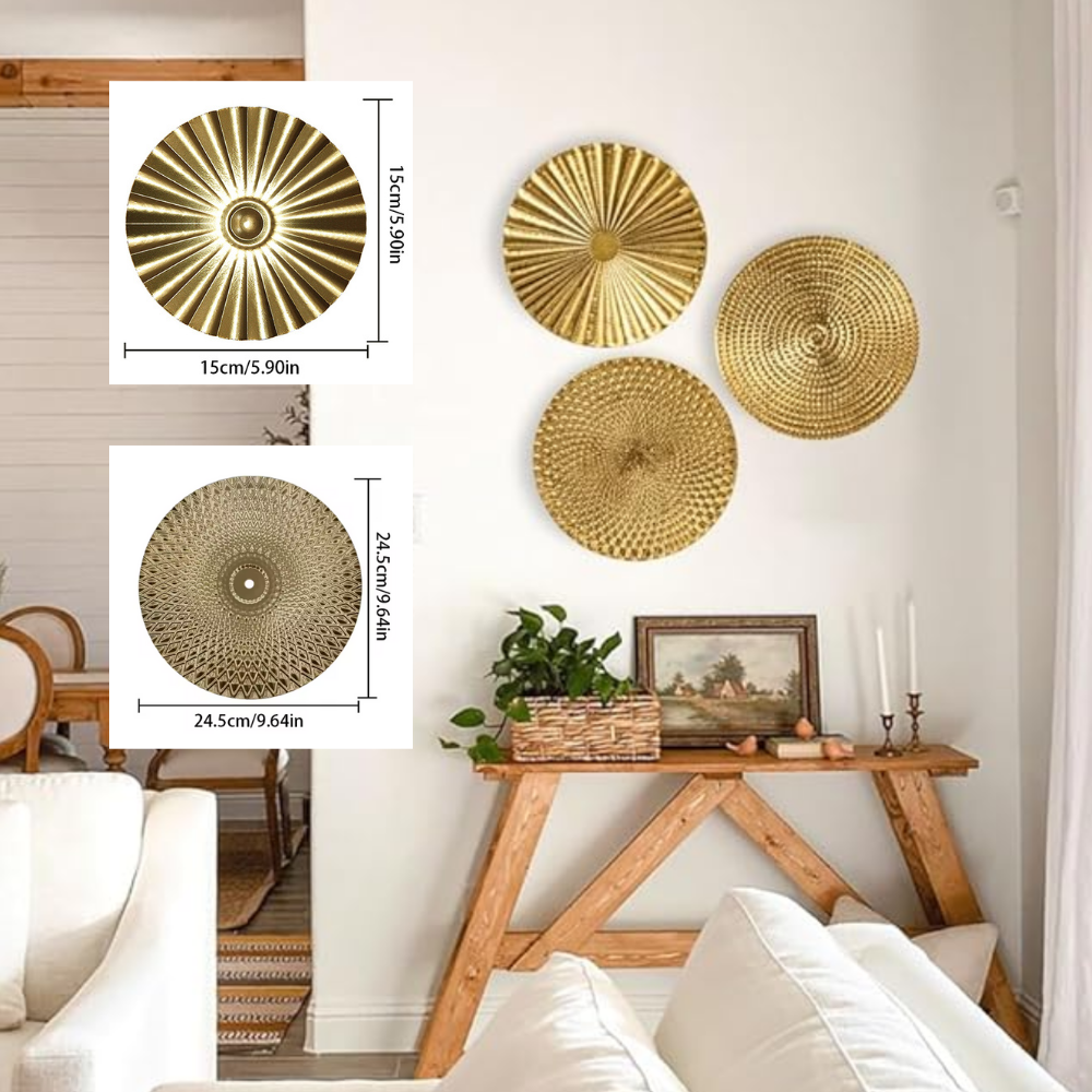 Décoration murale dorée soleil