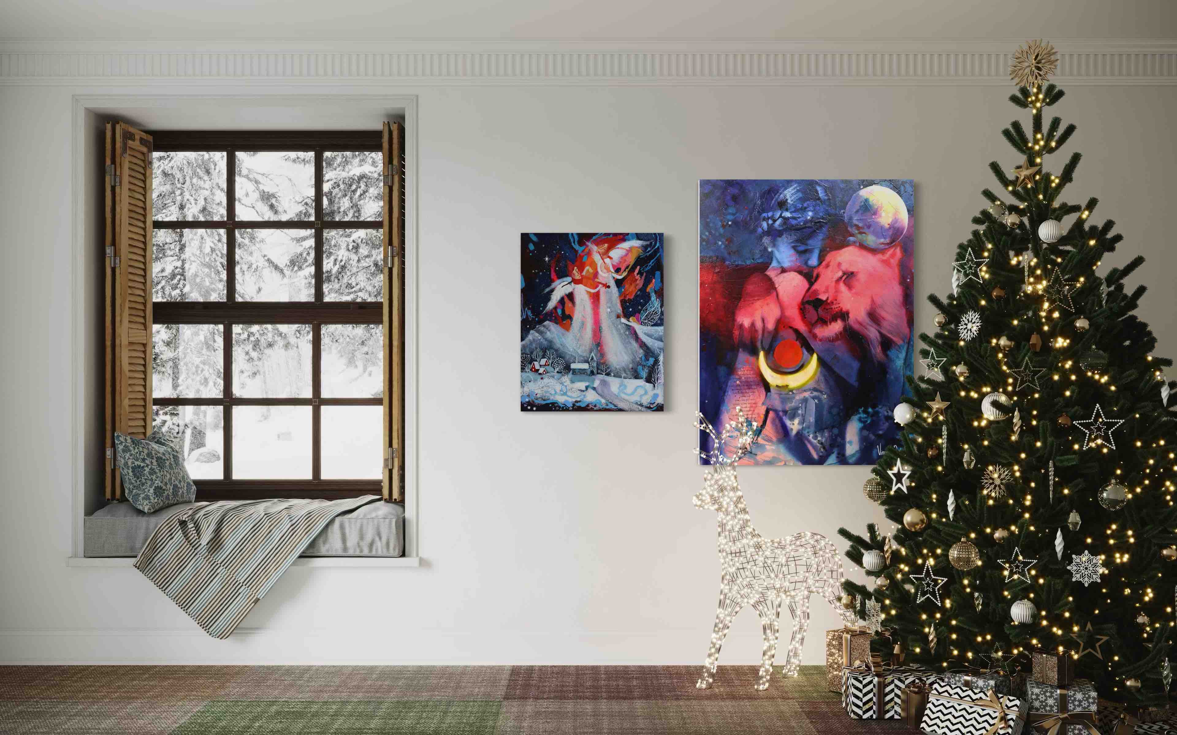 Décoration murale salon noël