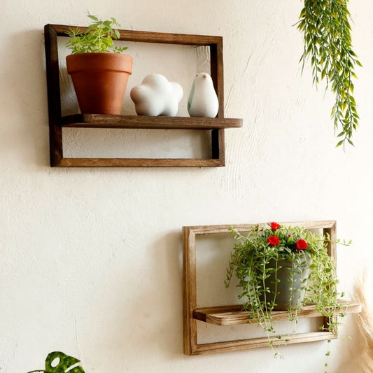 Etagère en bois flottante horizontal pot de fleurs