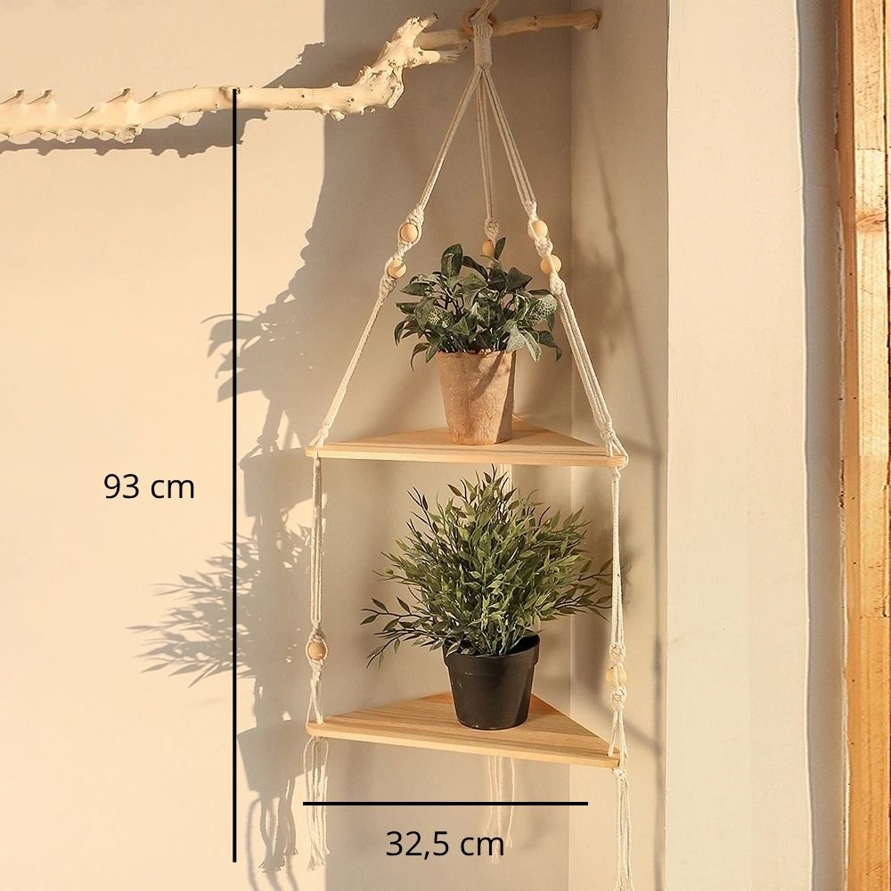 étagère en bois triangle deux étages mesures