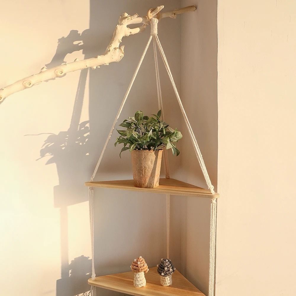 étagère en bois triangle suspension branche