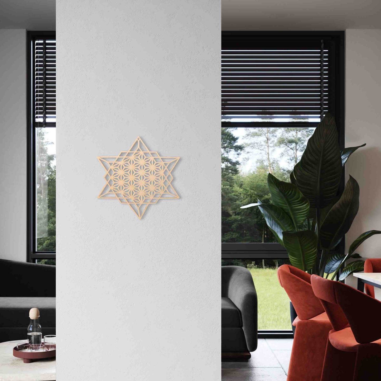 Fleur de vie bois mur fauteuil salon