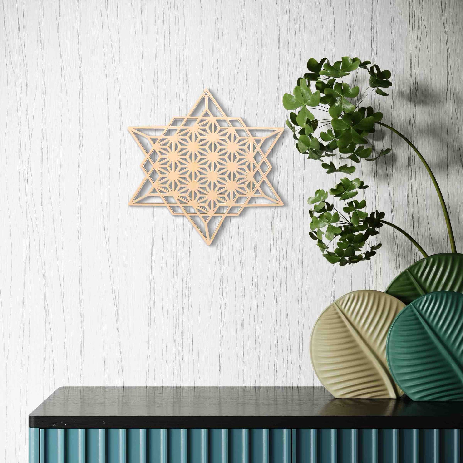 Fleur de vie bois pot avec hortensia