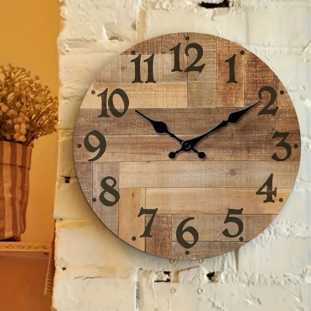 Horloge bois Vintage mur brique texture bois