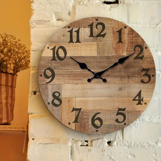 Horloge bois Vintage mur brique texture bois