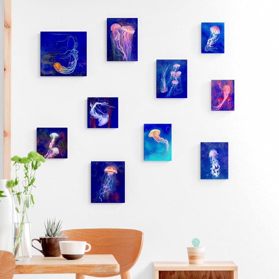 Tableau moderne coloré Croissance fuchsia méduse décoration murale