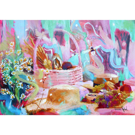 Tableau moderne coloré jardin enchanté signé
