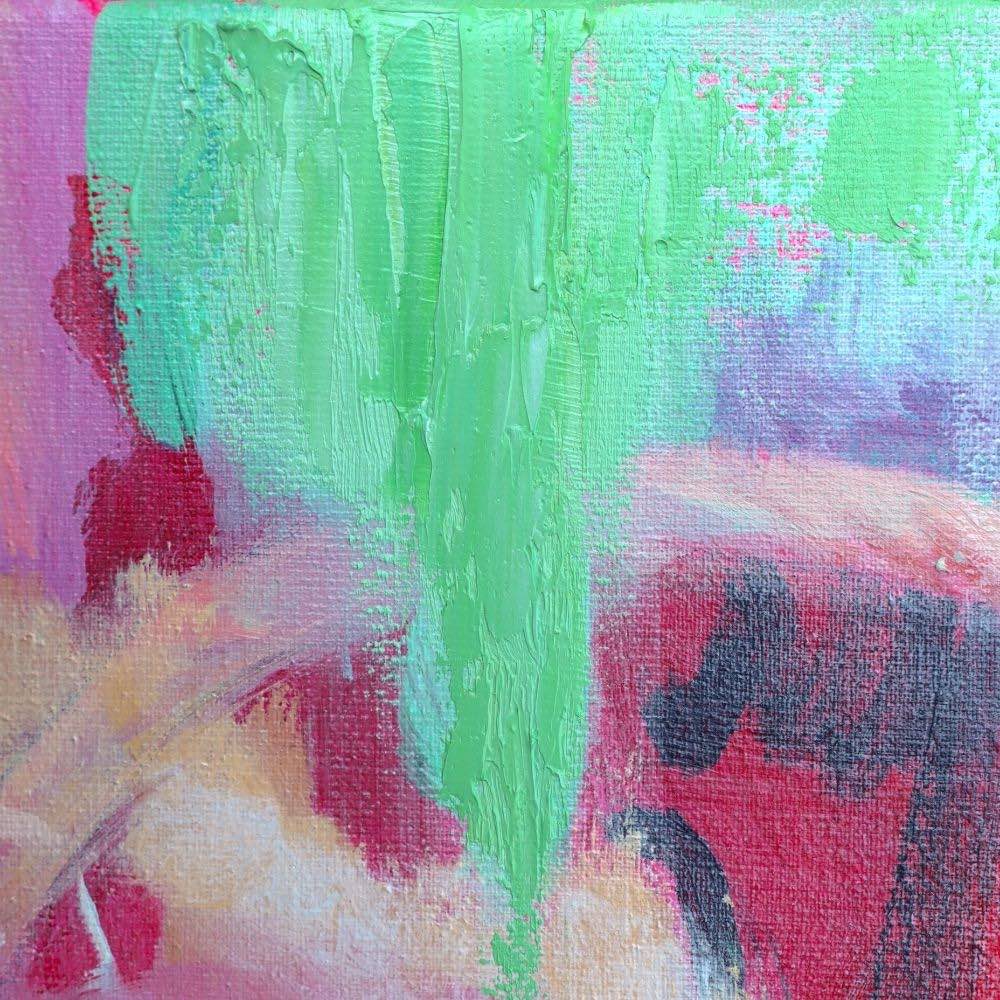 Tableau moderne coloré jardin enchanté texture peinture verte