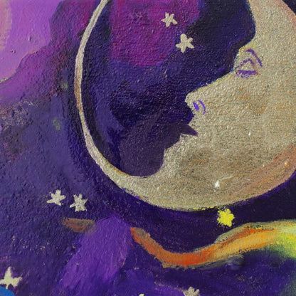 Tableau moderne salon danse sous les étoiles lune avec visage