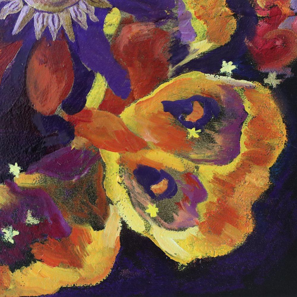 Tableau moderne salon danse sous les étoiles papillon jaune orange