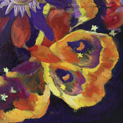 Tableau moderne salon danse sous les étoiles papillon jaune orange