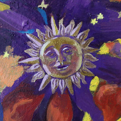 Tableau moderne salon danse sous les étoiles soleil avec visage