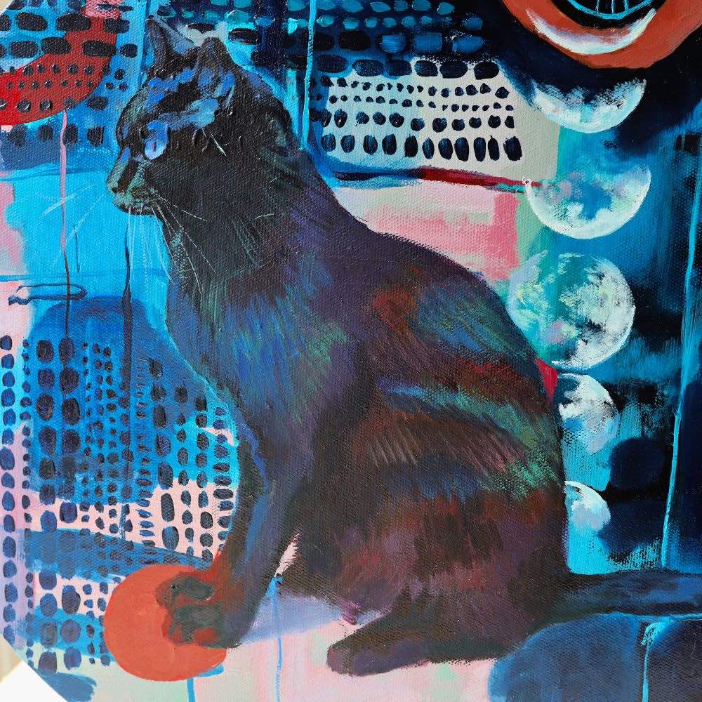 Tableau-moderne-salon-instant-mystique-chat-noir