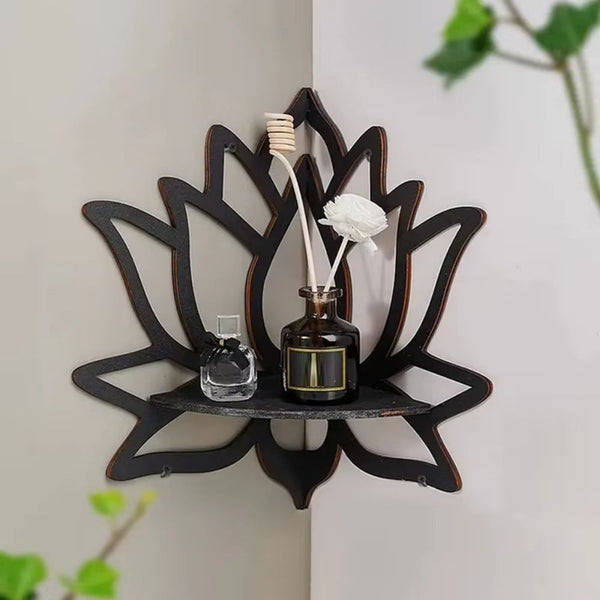 étagère en bois Bohemian Lotus flacon de parfum décoration