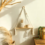 étagère en bois Macramé décoration murale salon
