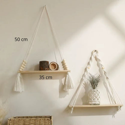étagère en bois Macramé perles dimensions
