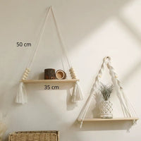 étagère en bois Macramé perles dimensions