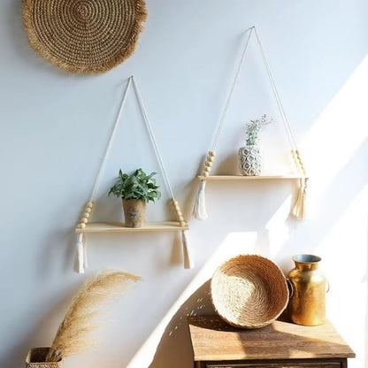 étagère en bois Macramé perles duo