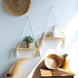 étagère en bois Macramé perles duo