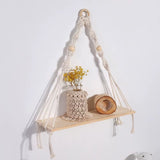 étagère en bois Macramé zoom pot fleur