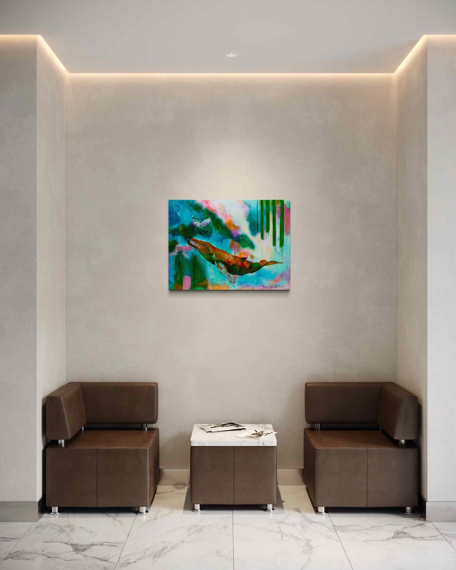 tableaux moderne éclairage mural baleine