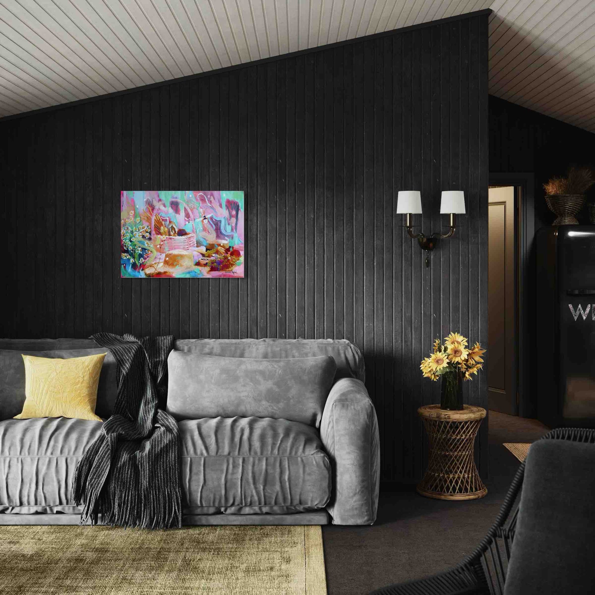 tableaux peinture salon noir